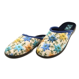 Naisten tossut kukilla Adanex 26743 beige-sininen 3