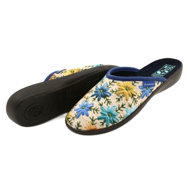 Naisten tossut kukilla Adanex 26743 beige-sininen 4