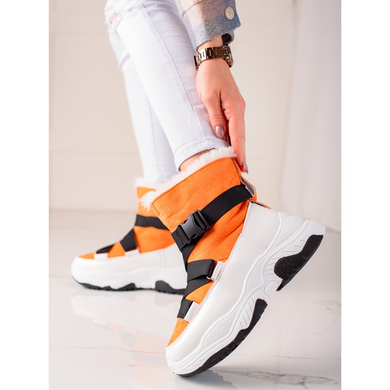 TRENDI Urheilulliset lumisaappaat valkoinen oranssi 1