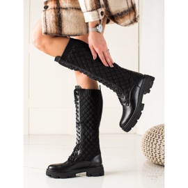 TRENDI Tikatut työntekijöiden saappaat musta 1