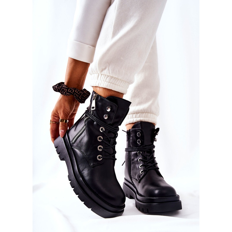 PG1 Saappaat vetoketjulla ja sitova musta Elissmo 1