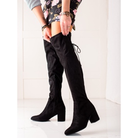 Laura Mode Korkeakorkoiset reisi-korkeat saappaat musta 1