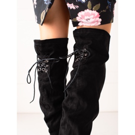 Laura Mode Korkeakorkoiset reisi-korkeat saappaat musta 2