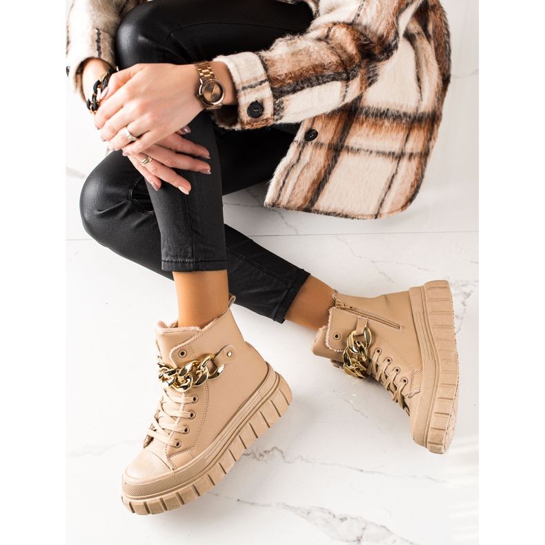 TRENDI Lämmin saappaat Lenkkarit beige 1