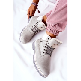 PH1 Lämmitetyt nahkaiset trappers vaaleanharmaat Laralis 1