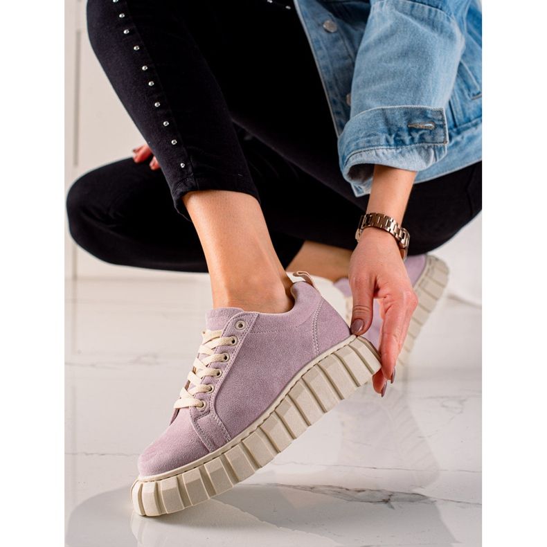 TRENDI Suede Tennarit Platformilla violetti 2
