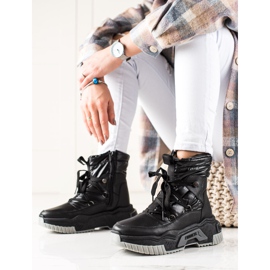 TRENDI Mustat nauhalliset lumisaappaat 2