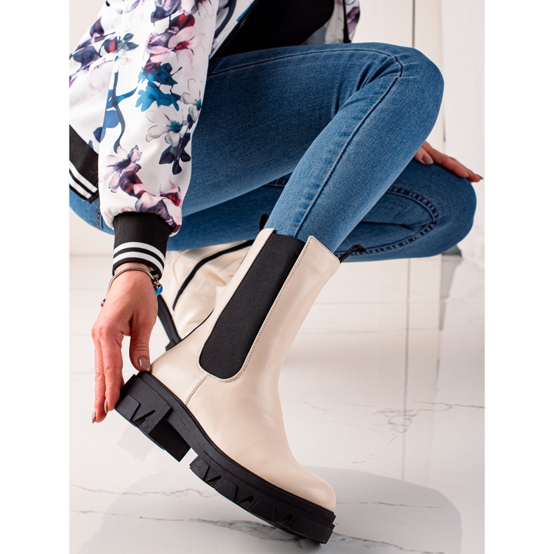 Goodin Muodikkaat korkeat saappaat beige 2