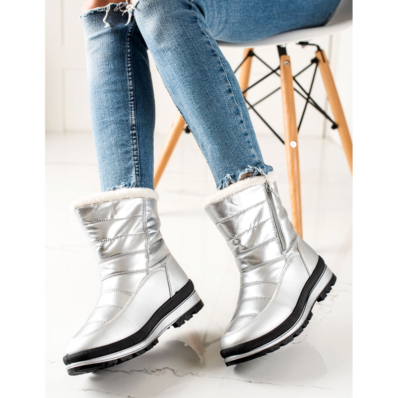 TRENDI Klassiset lumisaappaat vetoketjulla hopea 1