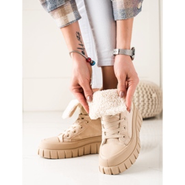 TRENDI Saappaat, Tennarit lampaannahalla beige 1