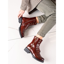 Super Mode Ruskeat saappaat koristeellisella vetoketjulla 1