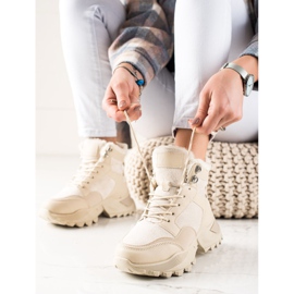 TRENDI Lämpimät nauhasaappaat beige 1