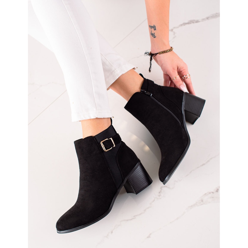 TRENDI Klassiset mokkanahkaiset korkeakorkoiset saappaat musta 1