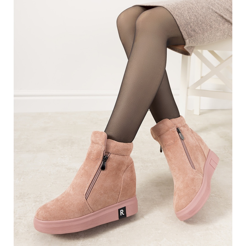 Vaaleanpunaiset naisten saappaat Brousse wedgessä vaaleanpunainen 1