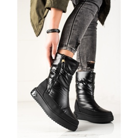 Weide Tyylikkäät mustat lumisaappaat 1