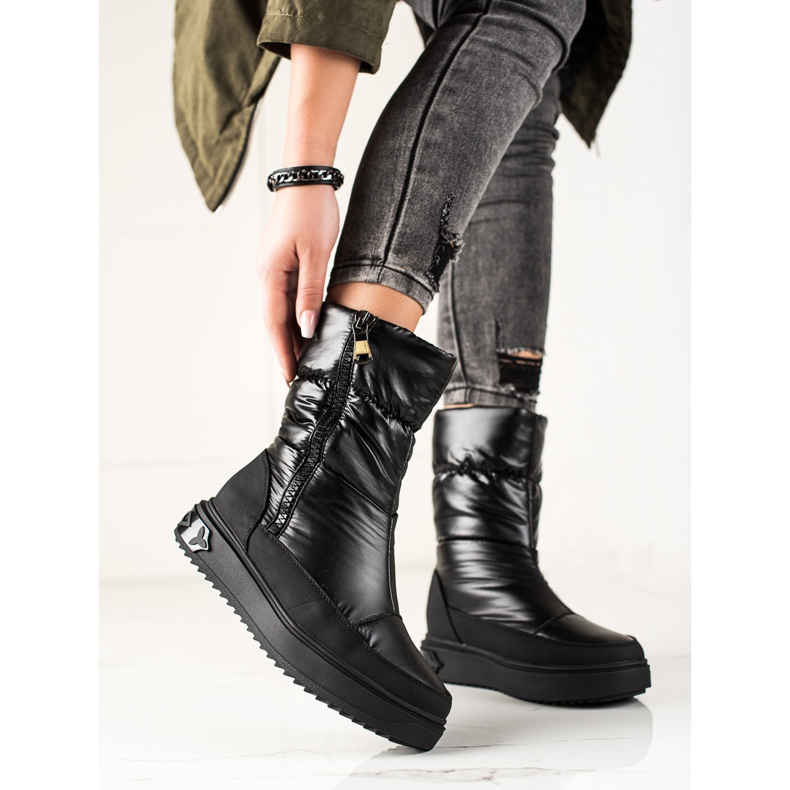 Weide Tyylikkäät mustat lumisaappaat 1