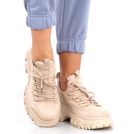 Huggy Khaki korkeapohjaiset urheilukengät beige 1