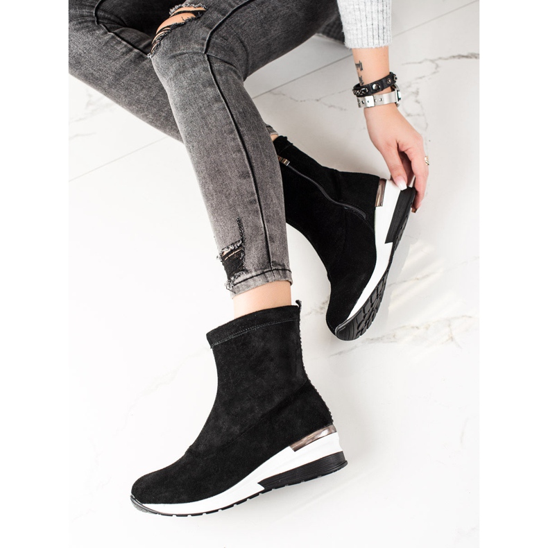 Goodin Nahkaiset kiila saappaat musta 1