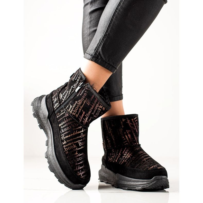 TRENDI Lämmin Mukluki lavalla musta kultainen 1