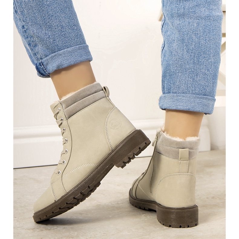 Naisten harmaat eristetyt saappaat Lamy beige 1