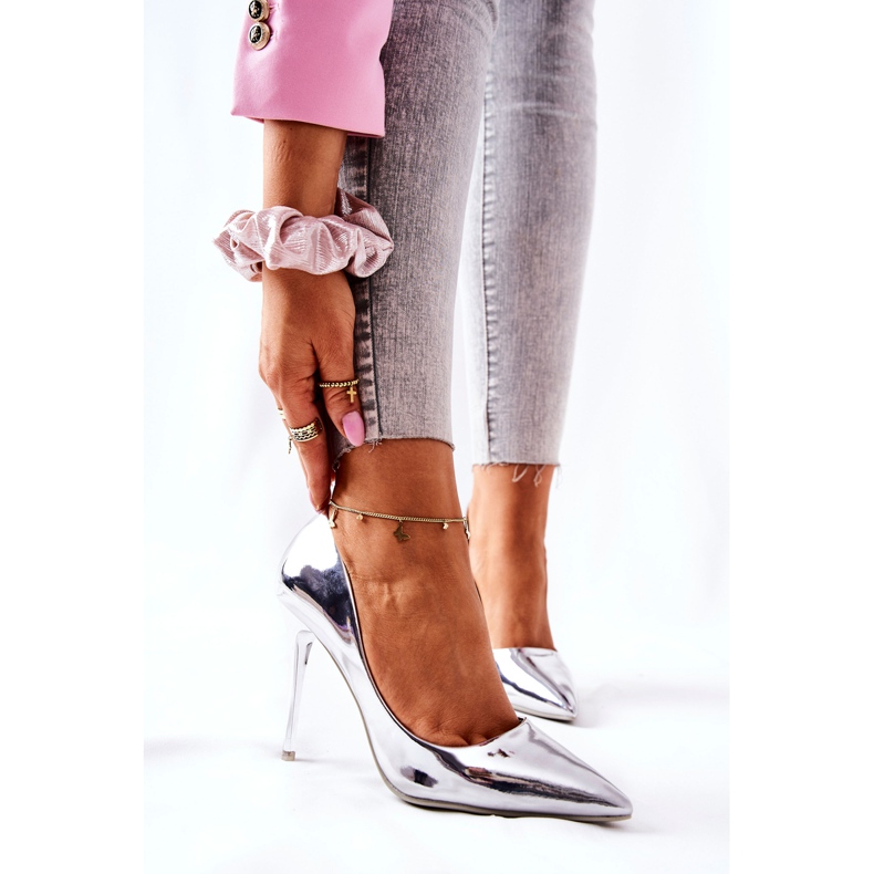 PG2 Tyylikkäät Mirror Adrinnah -hopeakorkokengät 2