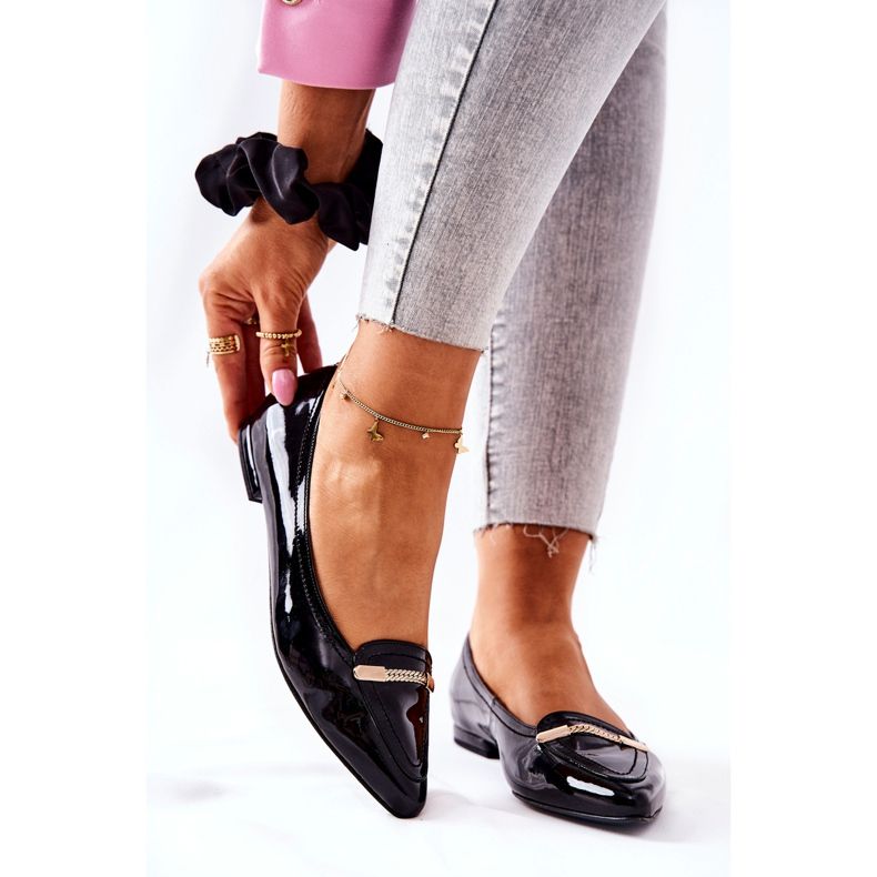 Lakattua nahkaa Monnari Ballerinat 0160-020 Musta 1