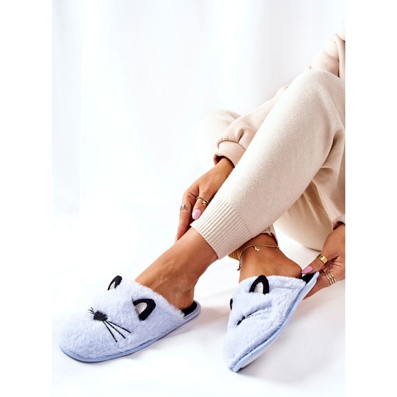 PE1 Kissanpennun pehmeät tossut sinisillä räväkkäillä korvilla sininen 2