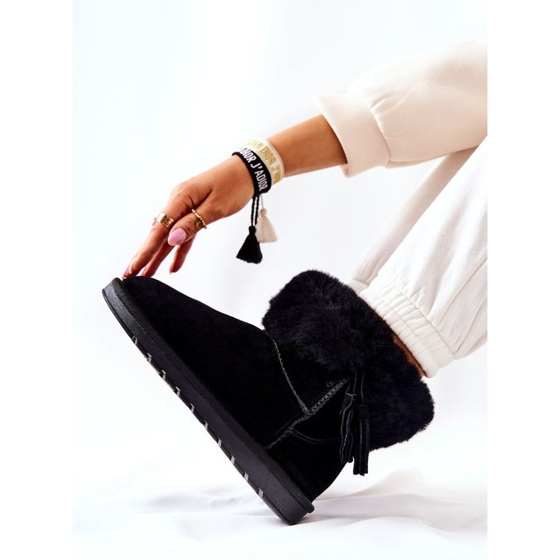 FS1 Mukluki Lämpimät lumisaappaat Fringes Black Sorella musta 2