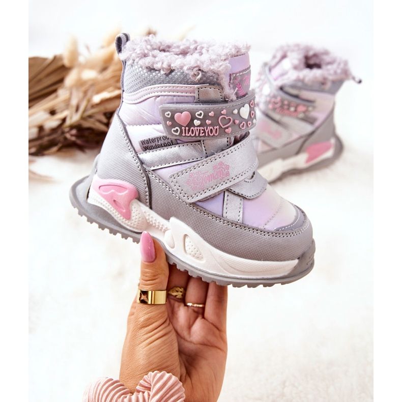 PJ2 Lasten lämpimät lumisaappaat Hopean-vaaleanpunaiset kylmät violetti vaaleanpunainen 2