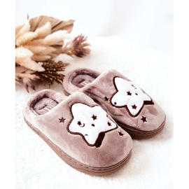 WJ1 Lasten lämpimät tossut Beige Nella tähtiä ruskea 1