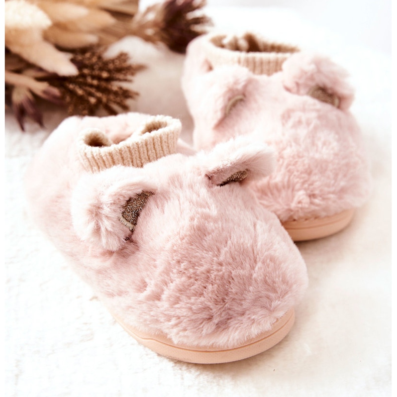 Lämpimät tossut uurretulla Vaaleanpunaisella Dessillä beige 2