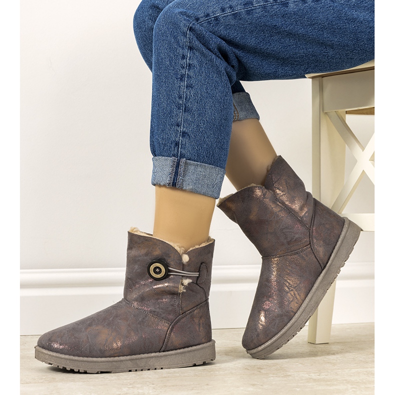 Naisten harmaat ja kultaiset lumisaappaat Kangalta kultainen 1