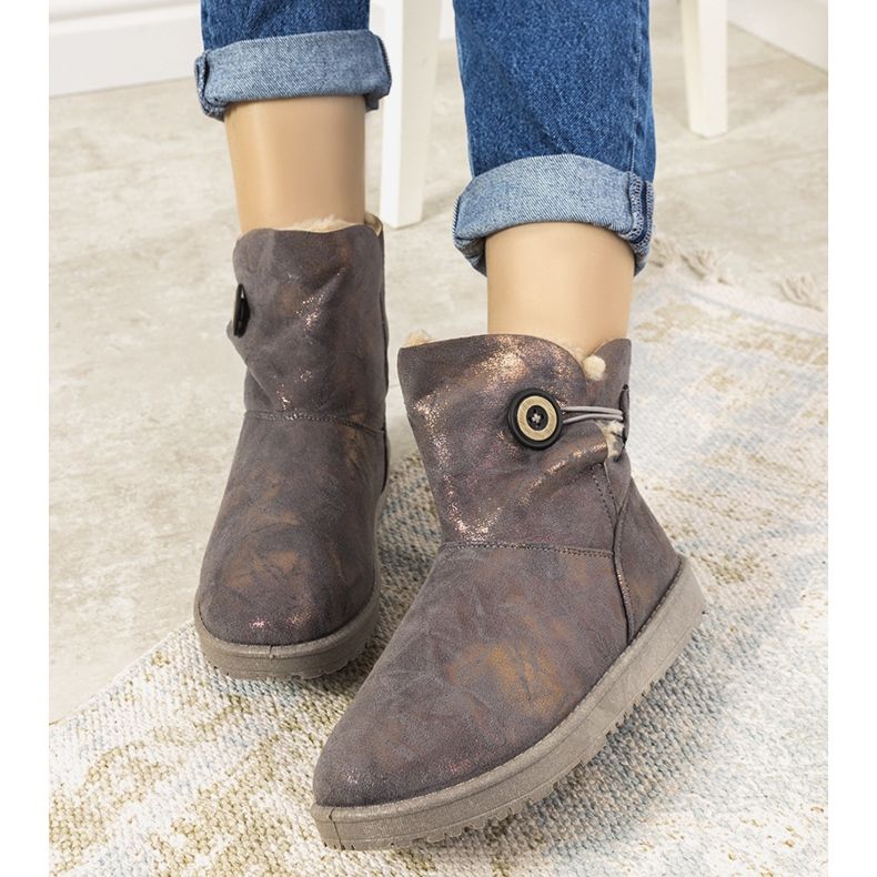 Naisten harmaat ja kultaiset lumisaappaat Kangalta kultainen 2