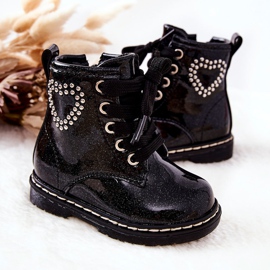 WT1 Lasten lakatut kiiltävät mustat saapikkaat 2