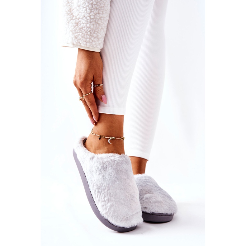 WJ1 Lämpimät turkistossut Vaaleanharmaa Mecy 1