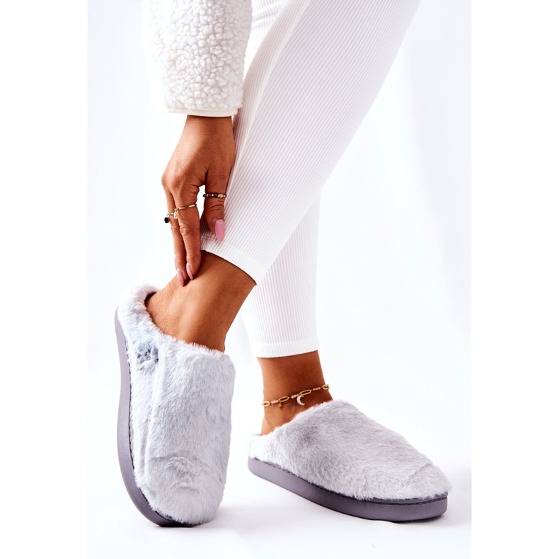 WJ1 Lämpimät turkistossut Vaaleanharmaa Mecy 2