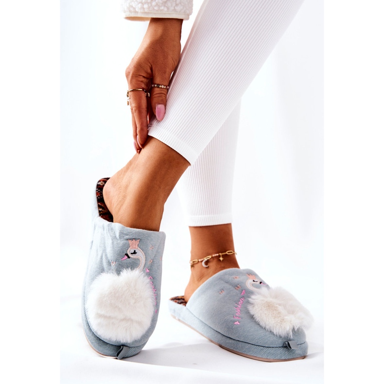 Lämpimät tossut Blue Reyn joutsen sininen 1