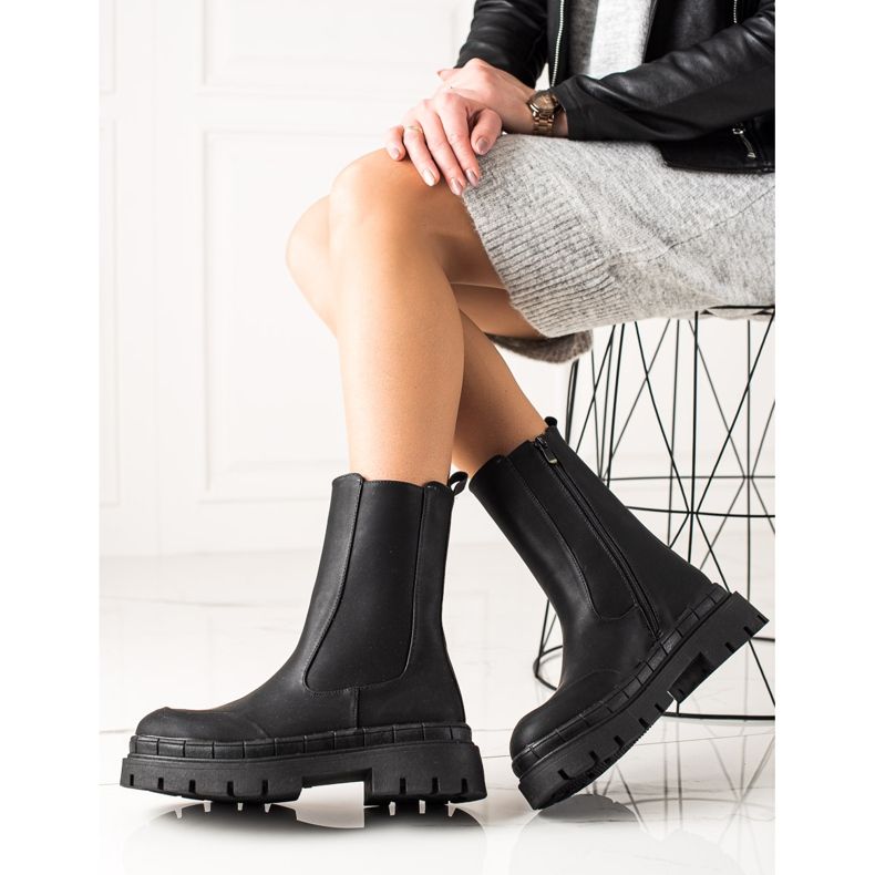 Seastar Korkeat saappaat Eco -nahkaa musta 1