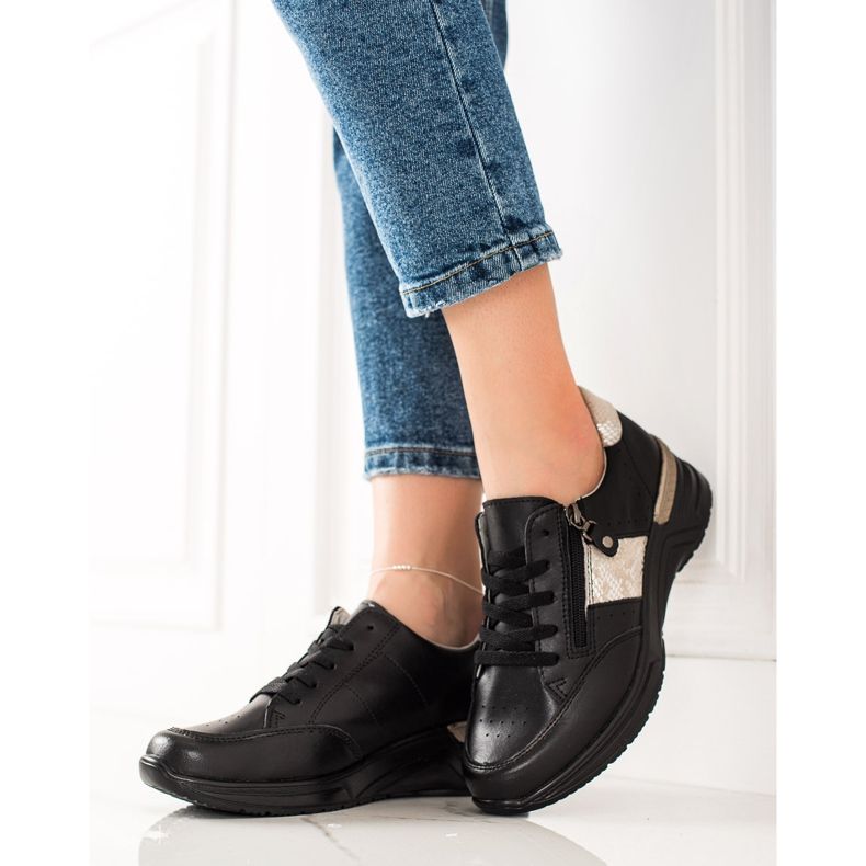 Evento Nahkaiset lenkkarit koristeellisella vetoketjulla beige musta 1