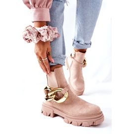 S.Barski Naisten eristetty beige chelsea -saappaat koristeella 2