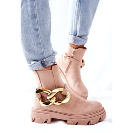 S.Barski Naisten eristetty beige chelsea -saappaat koristeella 4