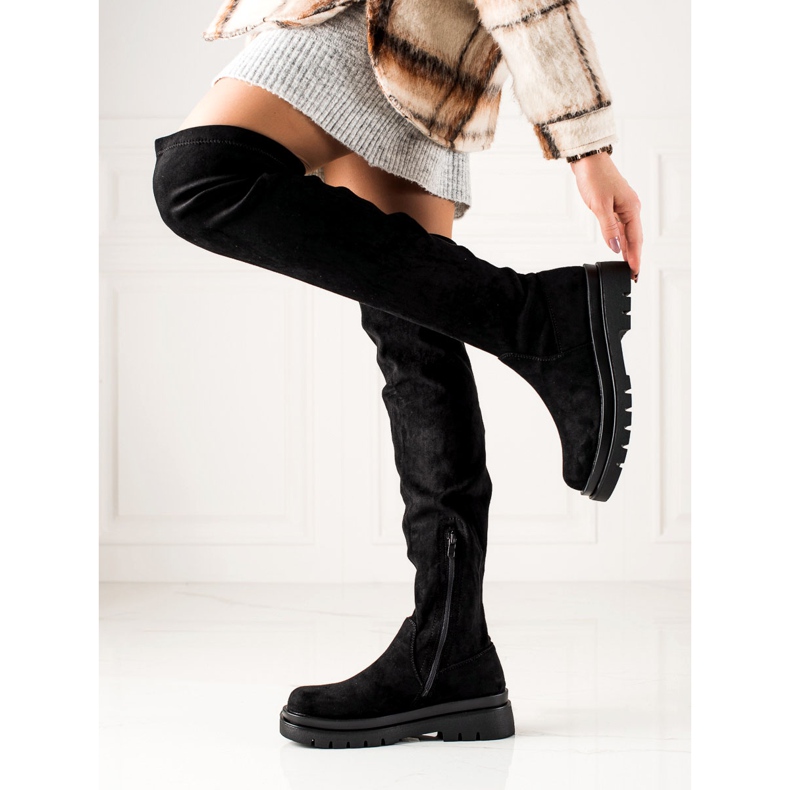 Sixth Sense Mokkanahkaiset reisisaappaat alustalla musta 2