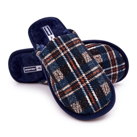 WJ1 Miesten lämpimät laivastonpunaiset ruudulliset tossut Whisper beige laivastonsininen 2