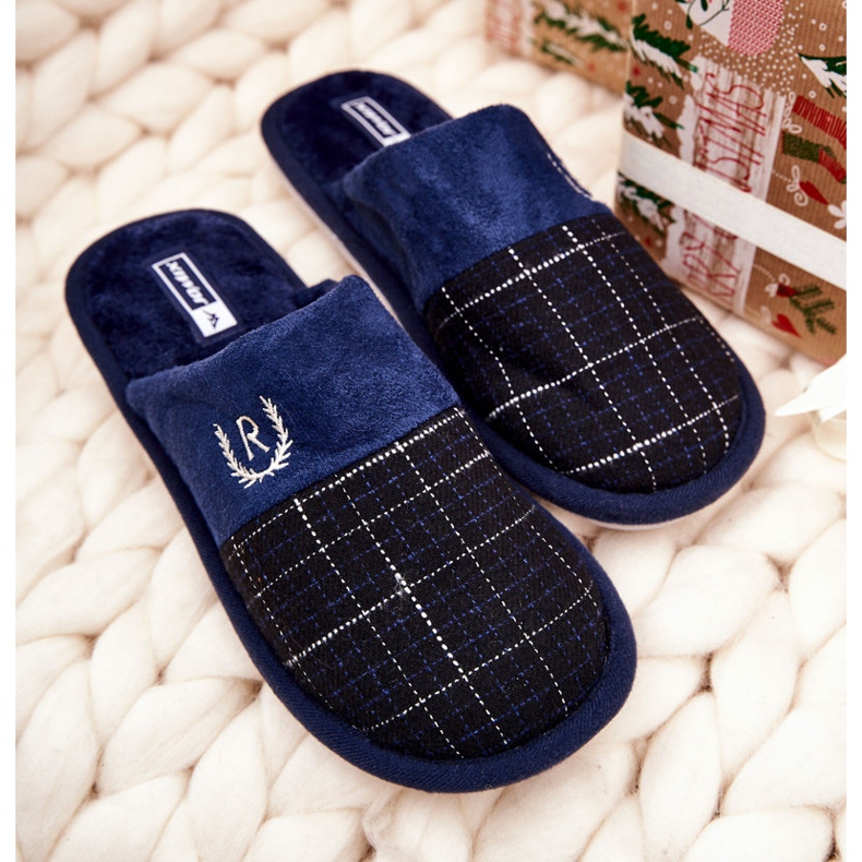 WJ1 Lämpimät ruudulliset tossut laivastonsininen Blase 2