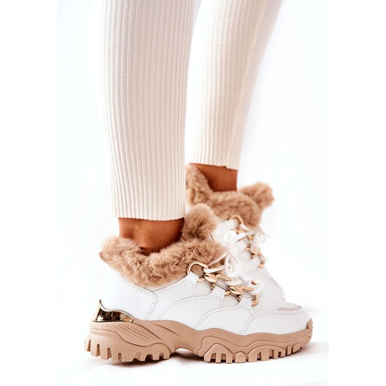 PM1 Nahkaeristetyt urheilukengät Valkoinen ja beige kiiltävä 2