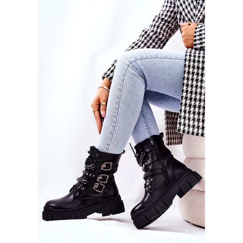 WS1 Saappaat sidottu ketjusolki musta Reiloy 2