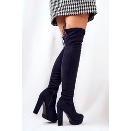 WS1 Suede Heel Boots Navy Blue Minesa tummansininen 1