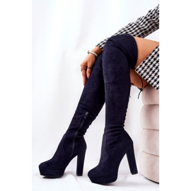 WS1 Suede Heel Boots Navy Blue Minesa tummansininen 2