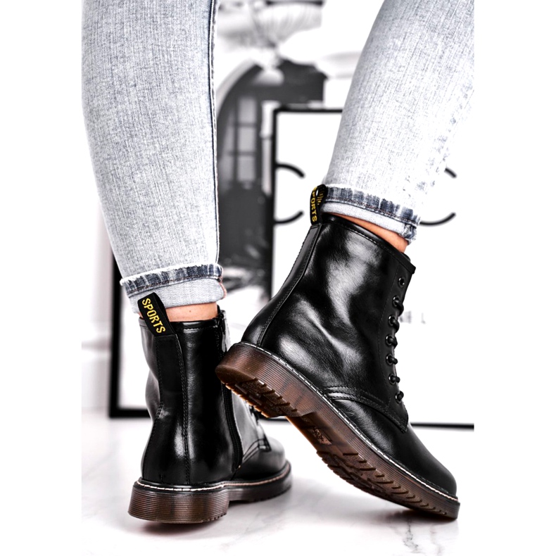 EVE Naisten Saappaat Lakatut Trappers Saappaat Musta Marita 3