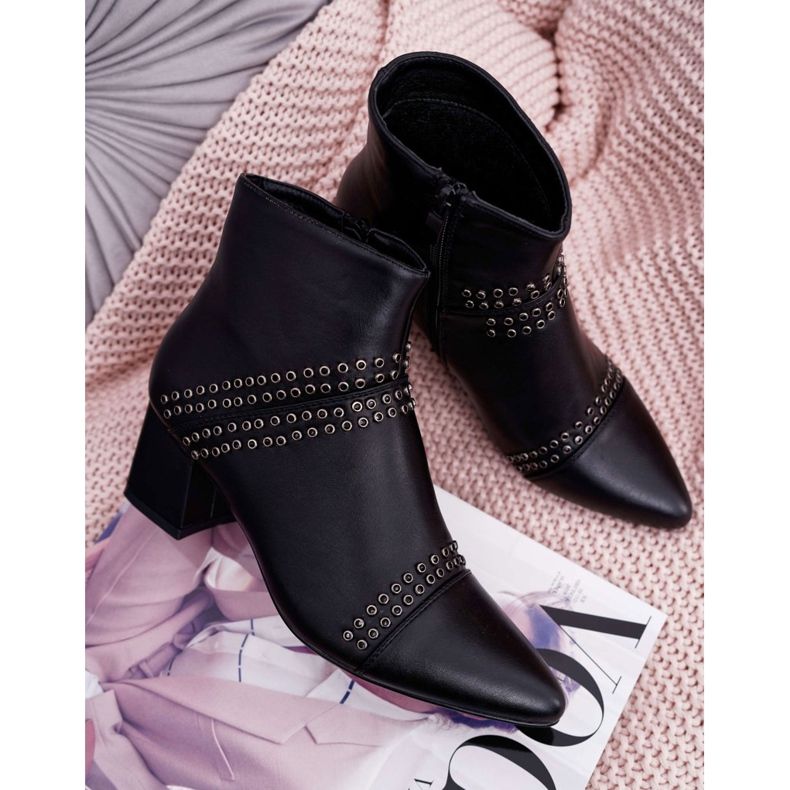 PS1 Naisten saappaat kantapäällä Spitzillä Niiteillä Musta Primma 5